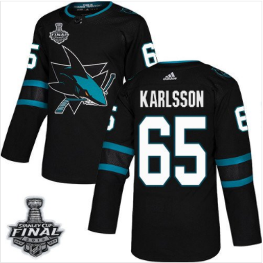 Sharks #65 Erik Karlsson Schwarz 2019 Stanley Cup Final Stitched